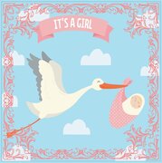 Tegelsticker It's a girl sierlijk 15x15cm