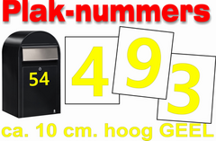 Huisnummer / container stickers Geel 10CM