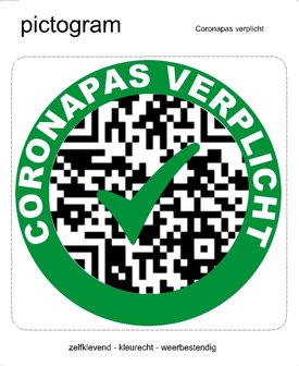 Pictogram sticker Coronapas verplicht(10x10cm)