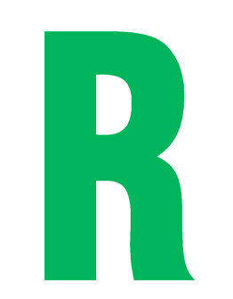 Letter R 10cm groen