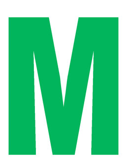 Letter M 10cm groen