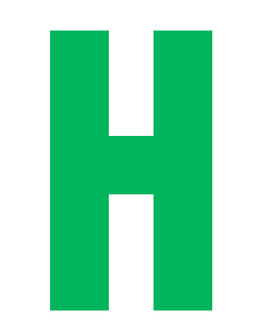 Letter H 10cm groen