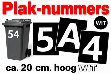 XL huisnummer/container stickers Wit 20CM