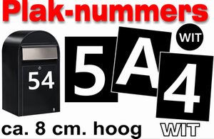 Huisnummer / container stickers Wit 8CM
