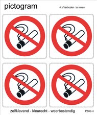 Pictogram sticker Verboden te roken (4 stuks)