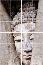 Foto tegelsticker 15x15 'Boeddha in hout' 90x60 cm hxb
