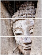 Foto tegelsticker 20x15 'Boeddha in hout' form.60x45 cm hxb