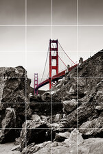 Foto tegelsticker 15x15 'Golden gate bridge' 90x60 cm hxb