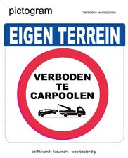 Pictogram sticker Verboden te carpoolen (10x10cm)