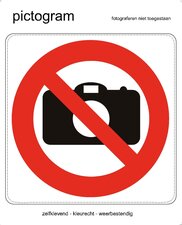 Pictogram sticker Verboden te fotograferen (10x10cm)