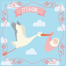 Tegelsticker It's a girl 15x15cm
