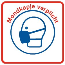 XL Pictogram sticker mondkapje verplicht (21x21cm)