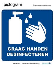 Pictogram sticker Handen desinfecteren (10x10cm)