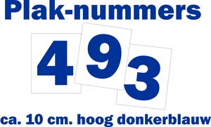 Huisnummer / container stickers donkerblauw 10CM