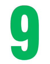 Plakcijfer groen 10cm: 9
