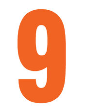 Plakcijfer oranje 10cm: 9