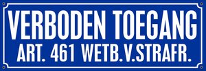 Sticker Verboden toegang art. 461  (25x8.8cm)