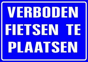 XL sticker Verboden fietsen te plaatsen (19.5x28.5cm)