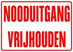 XL Sticker Nooduitgang vrijhouden (19.5x28.5cm)