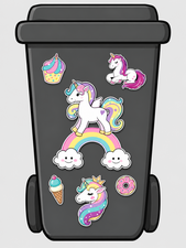 Containerstickers unicorn regenboog