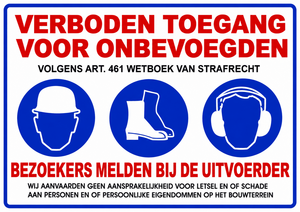 XL Sticker Verboden toegang voor onbevoegden (19.5x28.5cm)