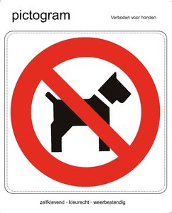 Pictogram sticker Verboden voor honden (10x10cm)
